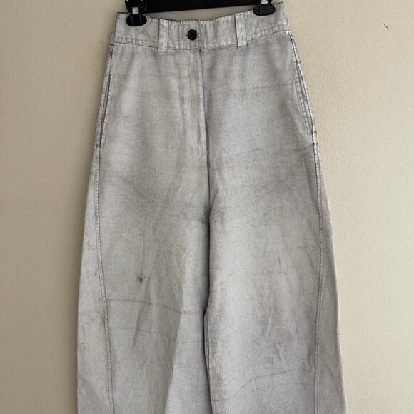 RUNDHOLZ MainLine Wide Leg Distressed Cloud Grey Denim Pants: NWOT! Size MEDIUM